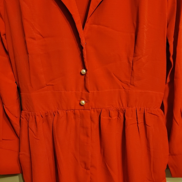 NWT - Red Linen Long sleeve Button up Romper S-M-L - Picture 5 of 8